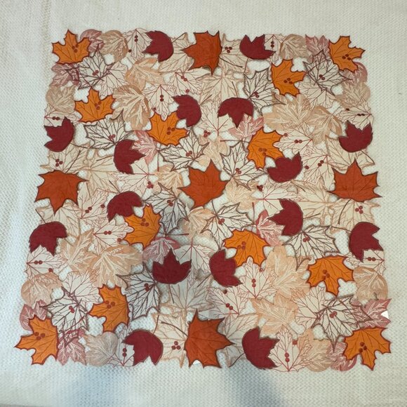 Square Maple Leaves Autumn Fall Centrepiece Linen or Small Tablecloth Embroidery - Picture 1 of 6